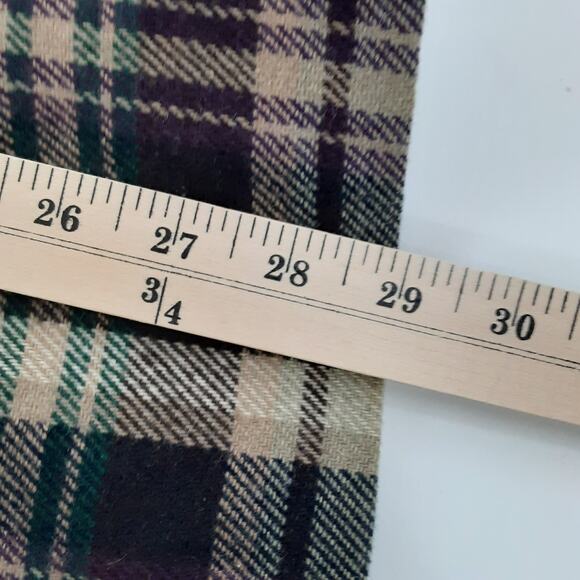 Vintage 1980s Wool Blend Blazer Jacket Tartan Plaid Green Purple Oversized Sz 16 - Picture 7 of 8